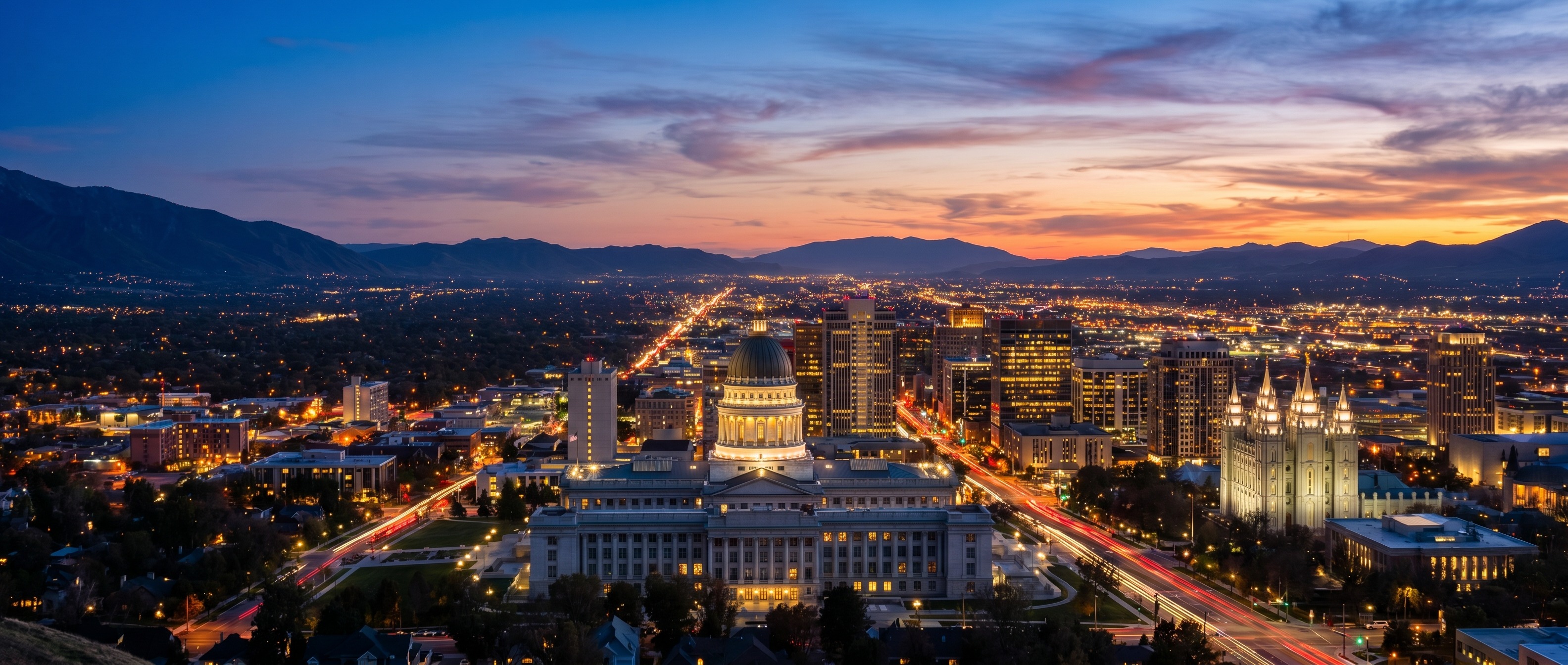 Salt Lake City skyline at dusk